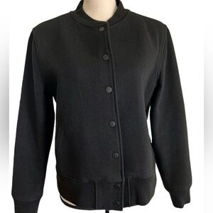 Kate Spade Saturday Bomber Jacket Black Wool Varsity Snap Front size Medium